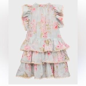 Zimmermann Pastel Blue Floral Tiered Ruffle Dress - Pink Accents